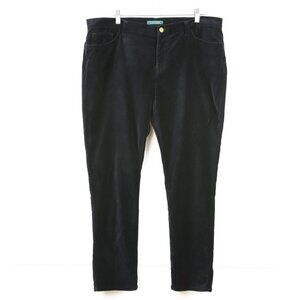LAUREN RALPH LAUREN Black Velvet Skinny Leg Pants - Size 16